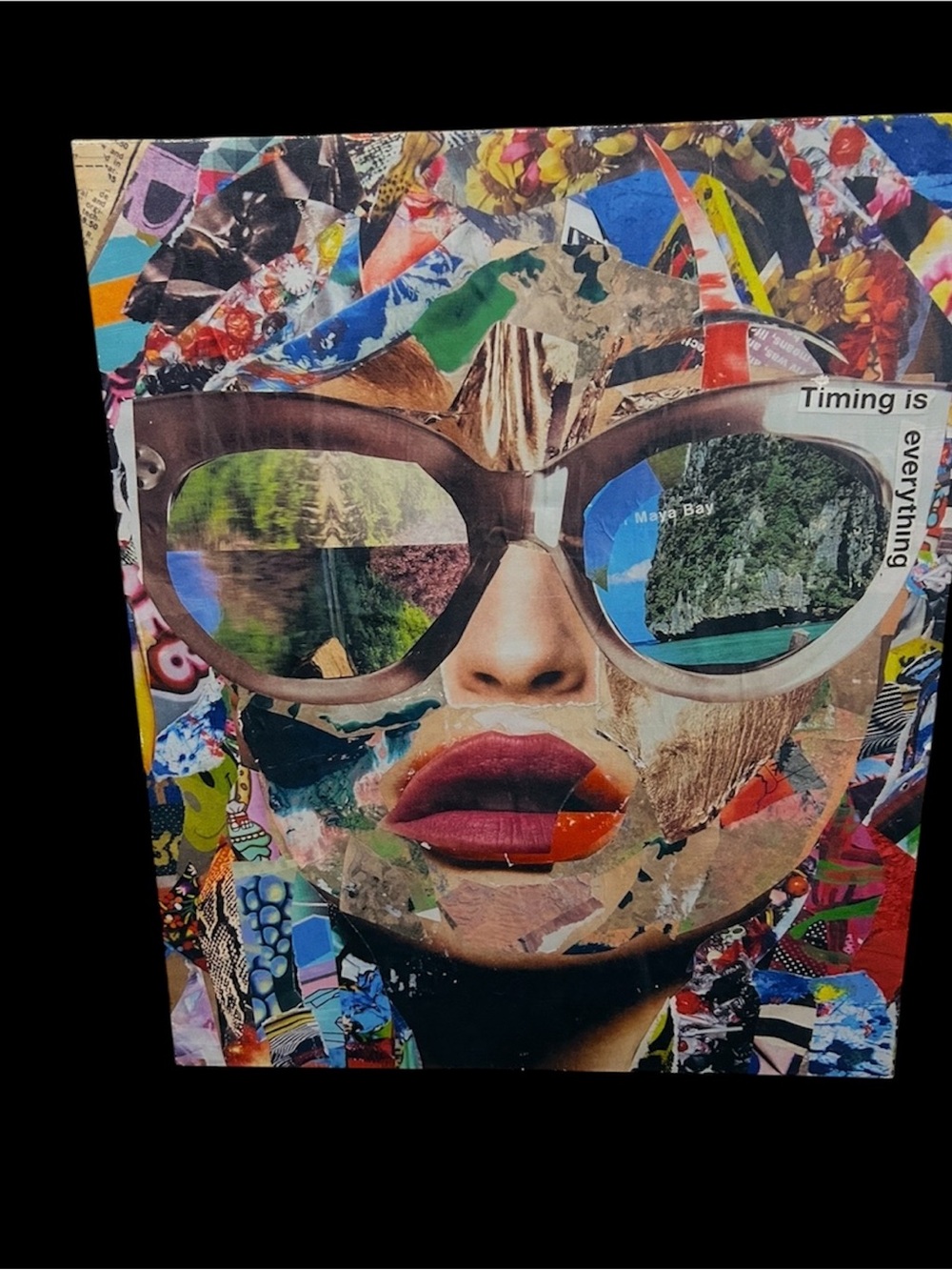 Modern Pop Collage Wall Art - Multicolor Sunglasses Portrait